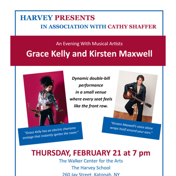 Harvey Presents: Grace Kelly and Kirsten Maxwell (With special appearance by Bedford resident Paul Shaffer)