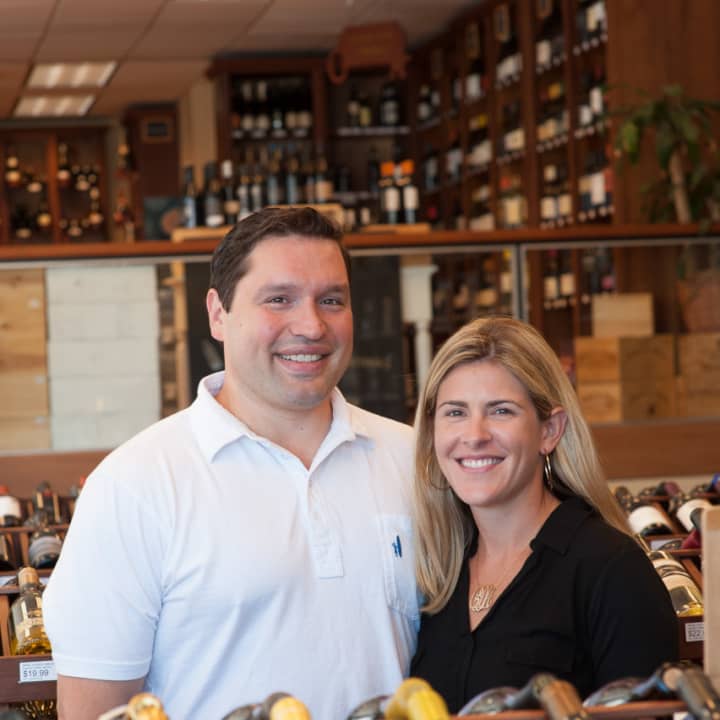 Owners Anthony and Carly D’Arpino at the Harrison Wine Vault.