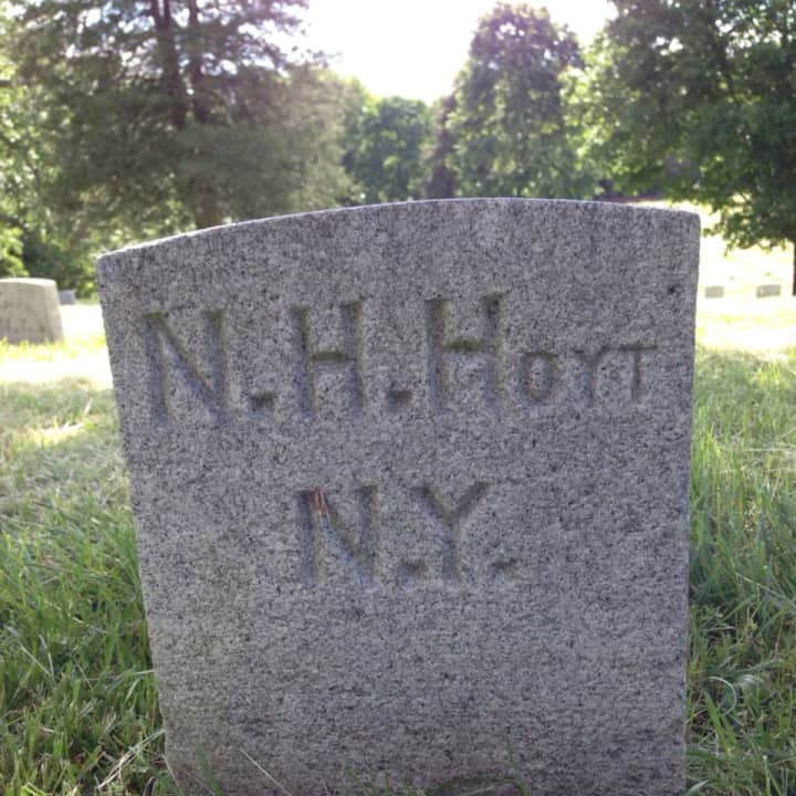 Civil War Corporal Nicholas Hoyt&#x27;s grave marker.