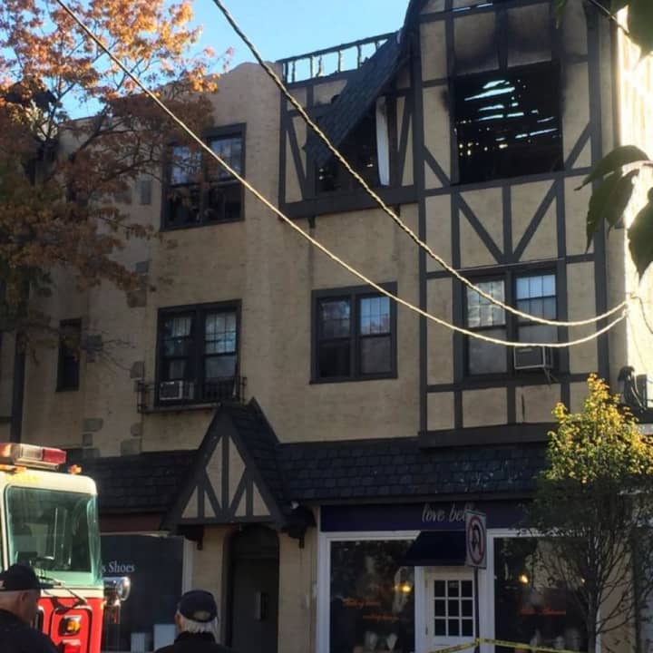 The scene of Sunday&#x27;s apartment house fire that displaced a half dozen families in Larchmont.