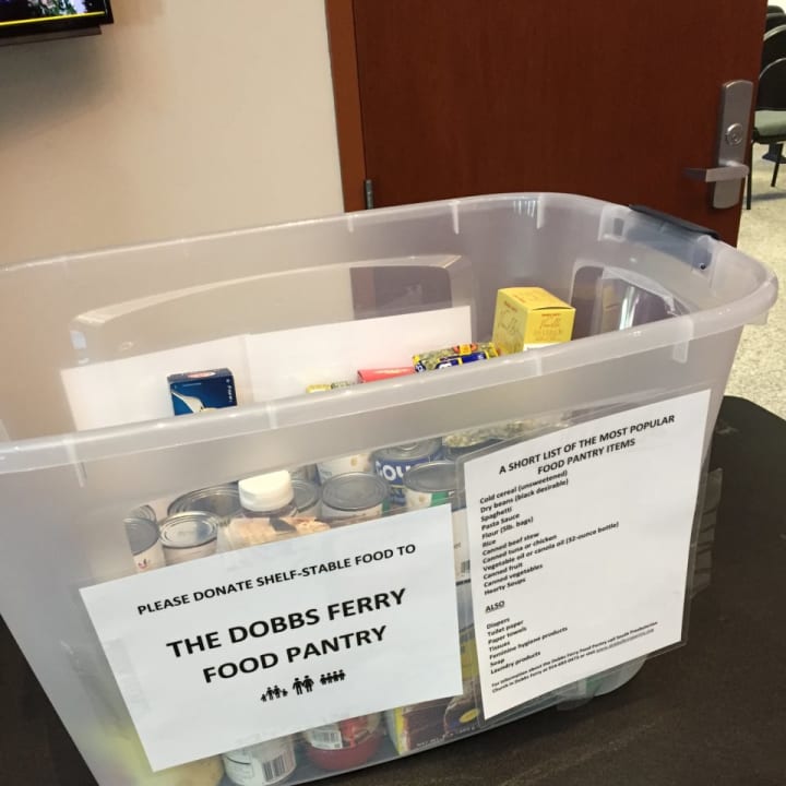 If you see this bin at Greenburgh Town Hall, it&#x27;s for the Dobbs Ferry Food Pantry. Donations of any canned food item welcome.