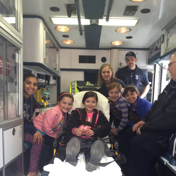 Brownie Troop 5586 visited the headquarters of the Oradell Volunteer Fire Department.