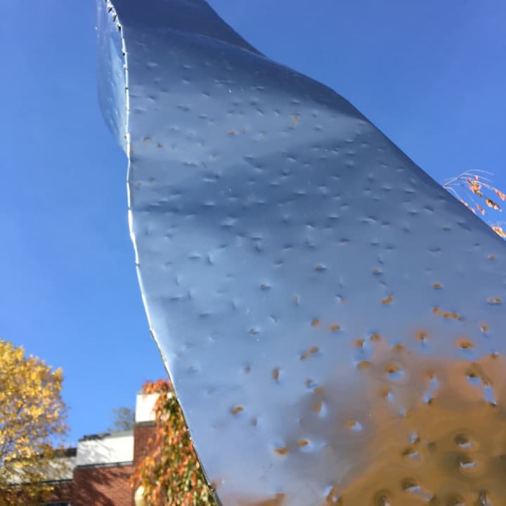 A sculpture by artist Bill Logan was recently installed in front of the Hastings-on-Hudson Library.