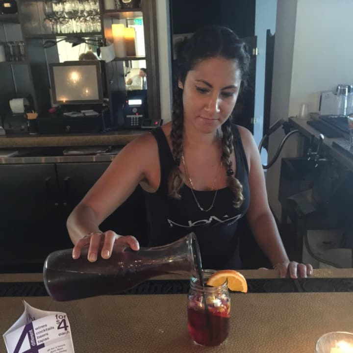 Pouring sangria at NoMa Social in New Rochelle.