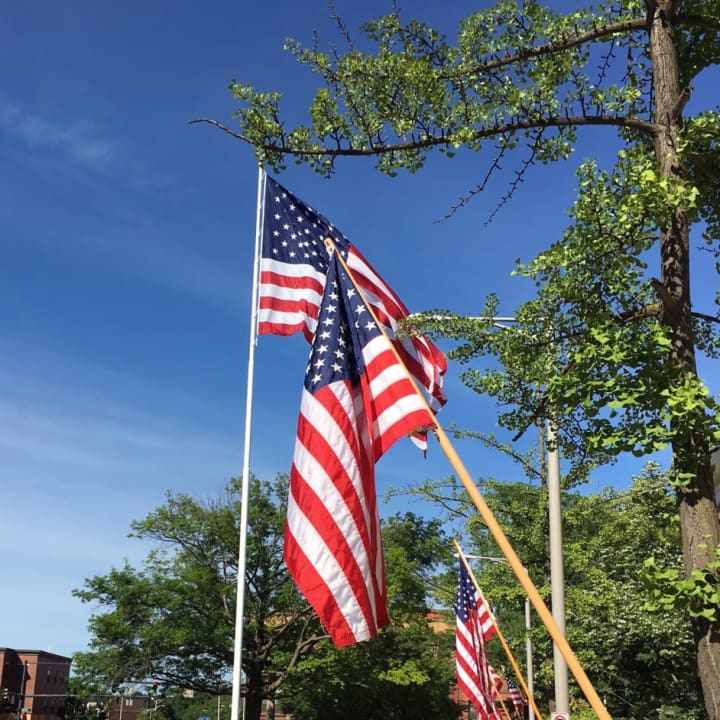 In celebration of Flag Day, Danbury officially dedicated a new 100-foot flagpole at Main Street and West Street.