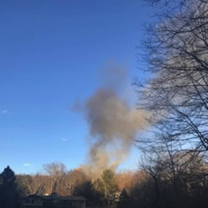 A view of the house fire from nearby.