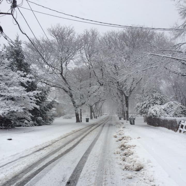 Snow turned Bartram Avenue in Bridgeport into a winter wonderland.