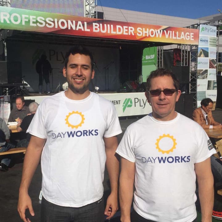 Dayworks founder Joe DeJesus with Andres Mego, the business development manager for Dayworks and a Fairfield resident.