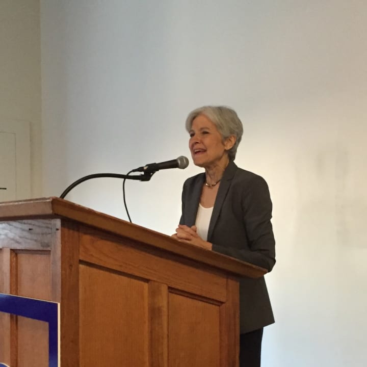 Green Party Presidential Candidate Jill Stein speaks to an audience at the Stamford Innovation Center Thursday.