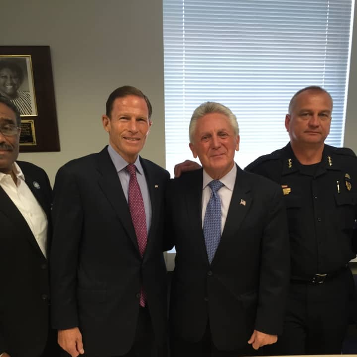 U.S. Senator Richard Blumenthal and Mayor Harry Rilling attended a roundtable discussion on increasing trust between police and communities of color Friday.
