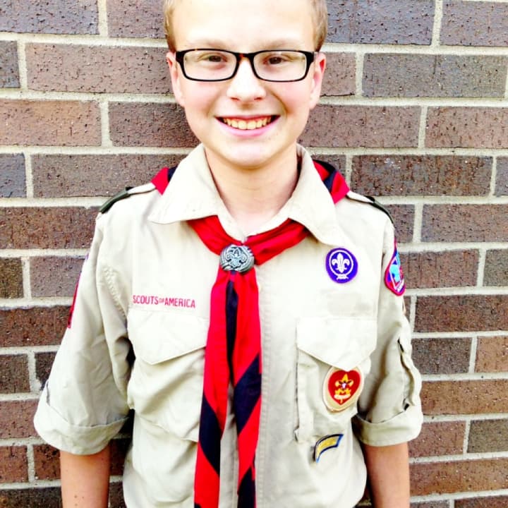 Emerson Boy Scout Franklin Praschil proudly wears his uniform.