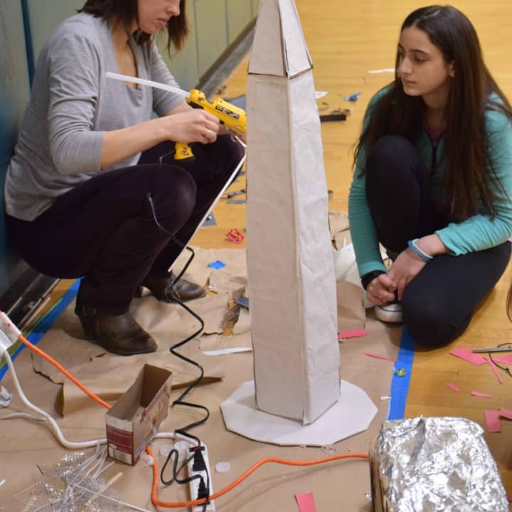 Irvington Middle School Students built three-dimensional models of Washington, D.C. buildings.