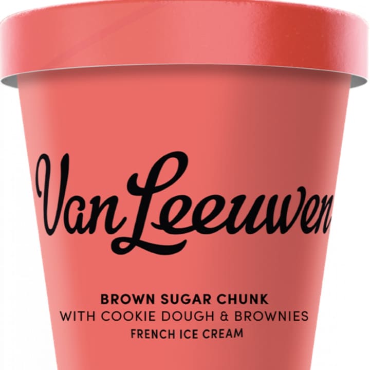 Van Leeuwen Ice Cream of Brooklyn&#x27;s frozen 14-ounce pints of its French Ice Cream product, &quot;Brown Sugar Chunk.&quot;