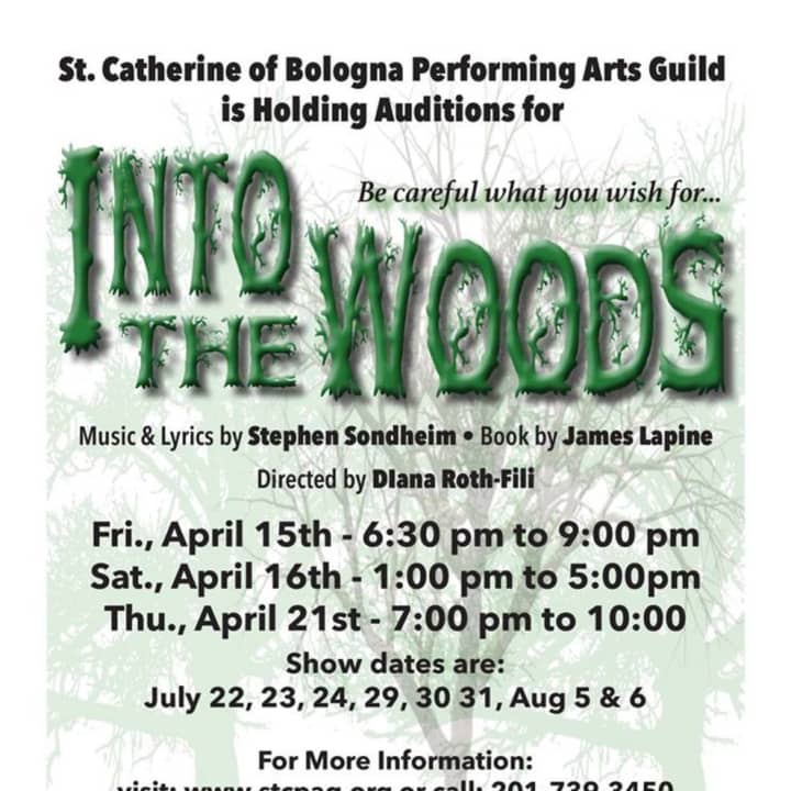 St. Catherine of Bologna Performing Arts Guild in Ringwood is holding auditions for its upcoming production of &quot;Into the Woods.&quot;