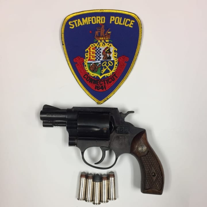 The gun recovered during a traffic stop.