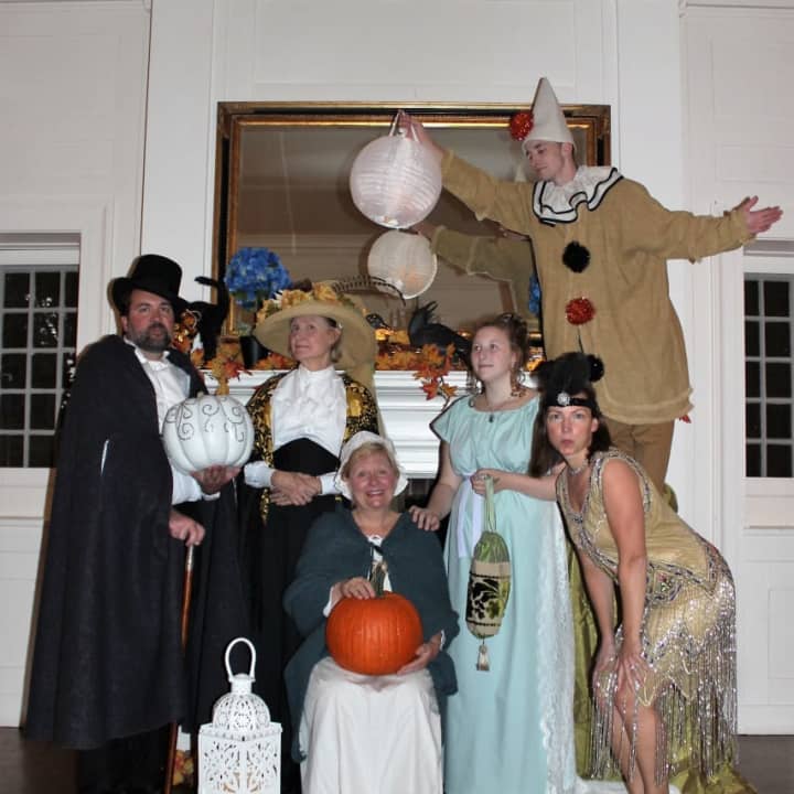 Cast members for the Lantern Light Tours at the Keeler Tavern Museum include, from left, Mark Blandford, Paula Curry, Hilary Micalizzi, Lucy Basile, Sarah Blandford and Dillon Purdy with lantern.