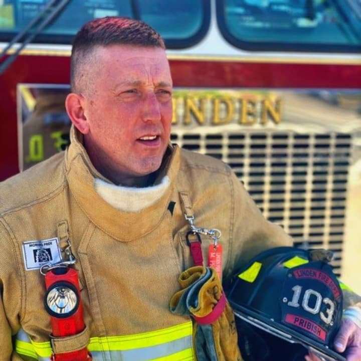 Linden firefighter Matthew Pribish