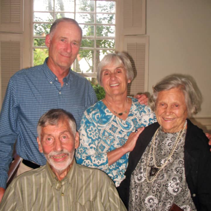Olga Hirshhorn is shown here, 3rd from left, with 2013 MV medal winners at the Martha&#x27;s Vineyard Museum. Also pictured, from left, Chris Murphy, Barbara Murphy, and Sheldon Hackney in front.
