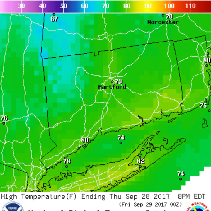 Temperatures will be in the high 70s in Fairfield County on Thursday, and being to cool this weekend