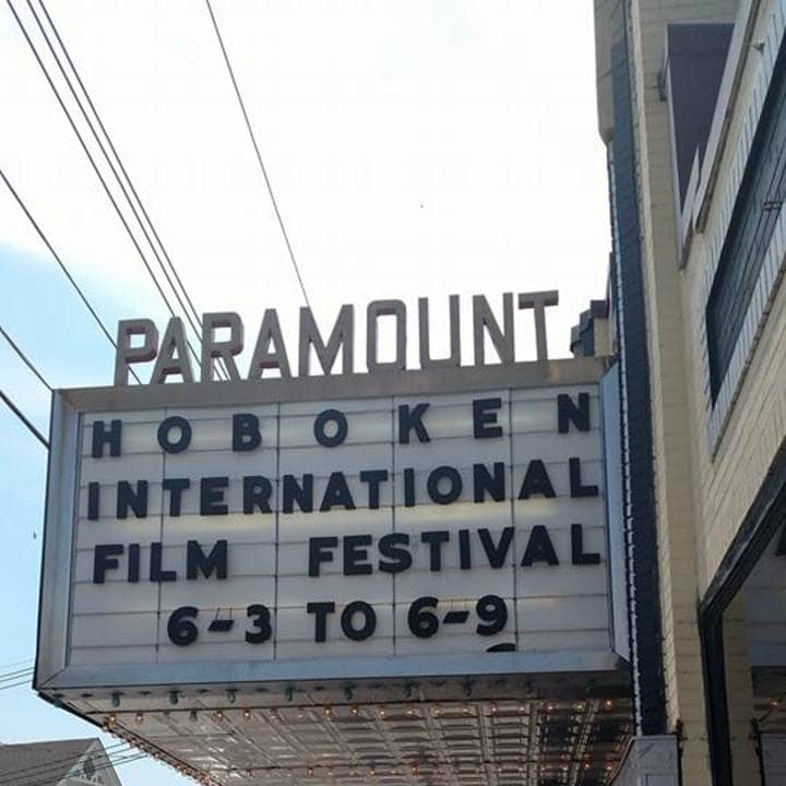 The marquee of the Paramount Theatre of Middletown advertising this year&#x27;s Hoboken International Film Festival.
