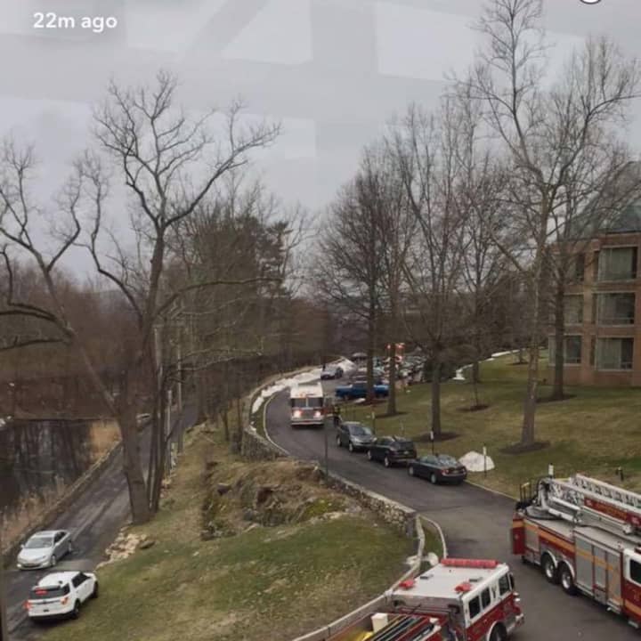 Firefighters from the Ossining and Croton-on-Hudson departments respond Sunday to a smoky electrical blaze at GE Crotonville, a corporate training center off Route 9A.