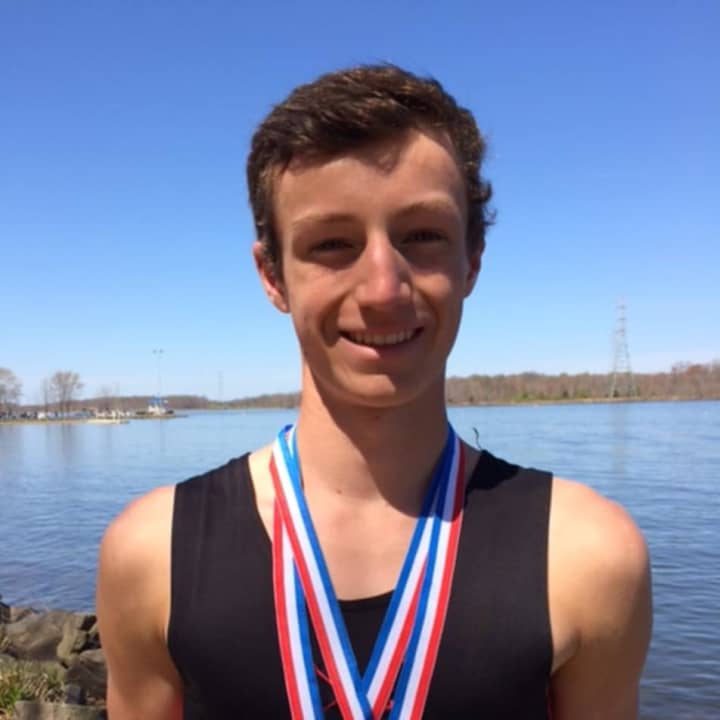 Darien High School sophomore Reese Gregory won a gold medal over the weekend in the Men’s Lightweight 2X race during the Mercer Sprint Regatta.
