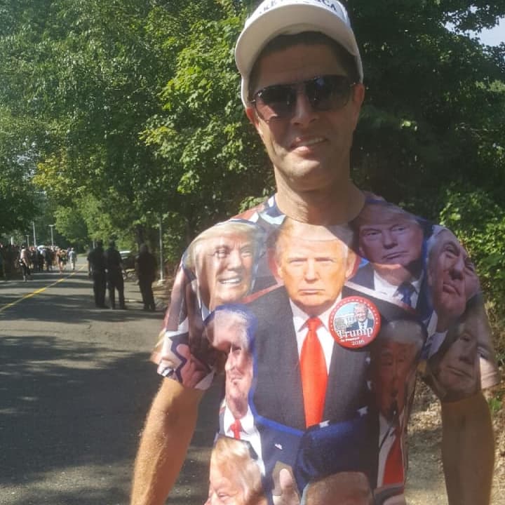 Willy Searless from Shelton has his candidate right at the forefront at Saturday&#x27;s Donald Trump rally at Sacred Heart University in Fairfield.