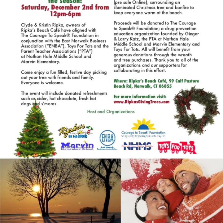 Ripka&#x27;s Giving Tree will be held at Calf Pasture Beach in Norwalk on Dec. 2
