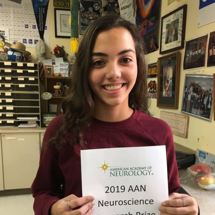 Sabrina Piccirillo-Stosser, Osssining High School senior and finalist for the 2019 Neuroscience Research Prize.