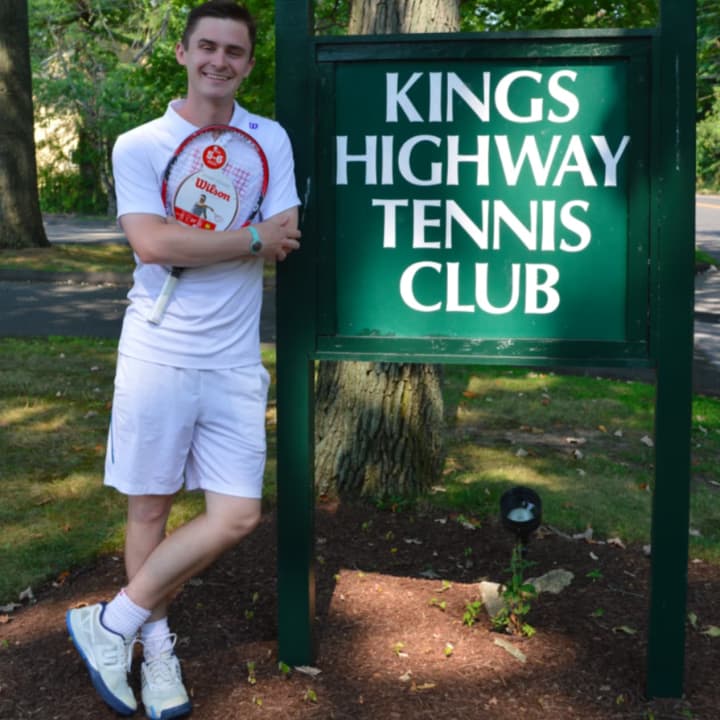 <p>Luke Robbins in the 10 and under coach at Kings Highway Tennis Club in Darien.</p>