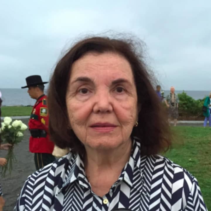 Mary Henwood at the state&#x27;s 9/11 memorial ceremony at Sherwood Island State Park in Westport. She lost her son John in the 9/11 attack. 