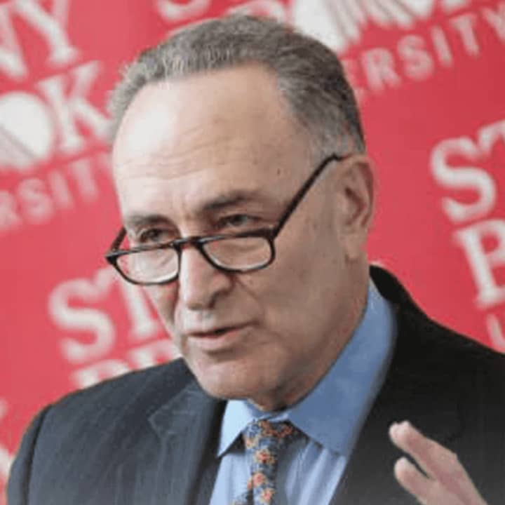 Sen. Chuck Schumer was in Larchmont to discuss problems with the post office.