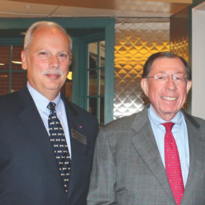 Harry T. Rein, left, and Reyno Giallongo, Jr., chairman of the board and CEO of First County Bank and president of First County Bank Foundation.