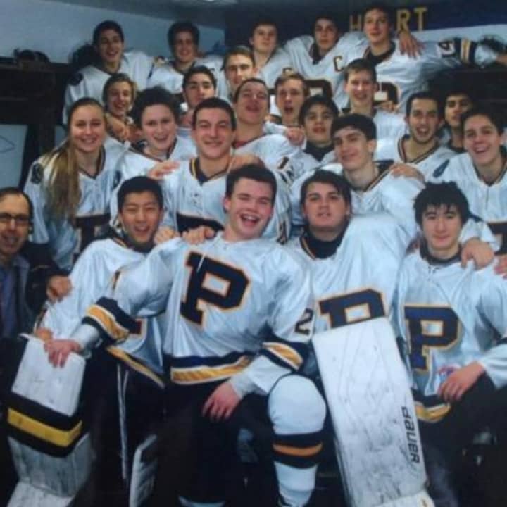 The Pelham Memorial High School varsity hockey team.