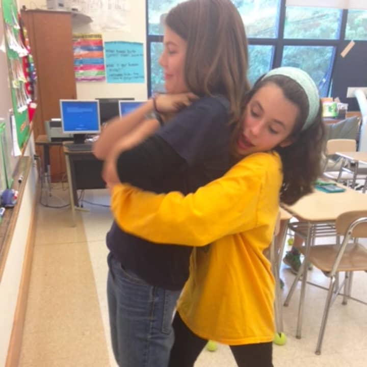 Sixth-grade students learned how to perform the Heimlich maneuver during a demonstration in health teacher Luann Ricciardi’s class.