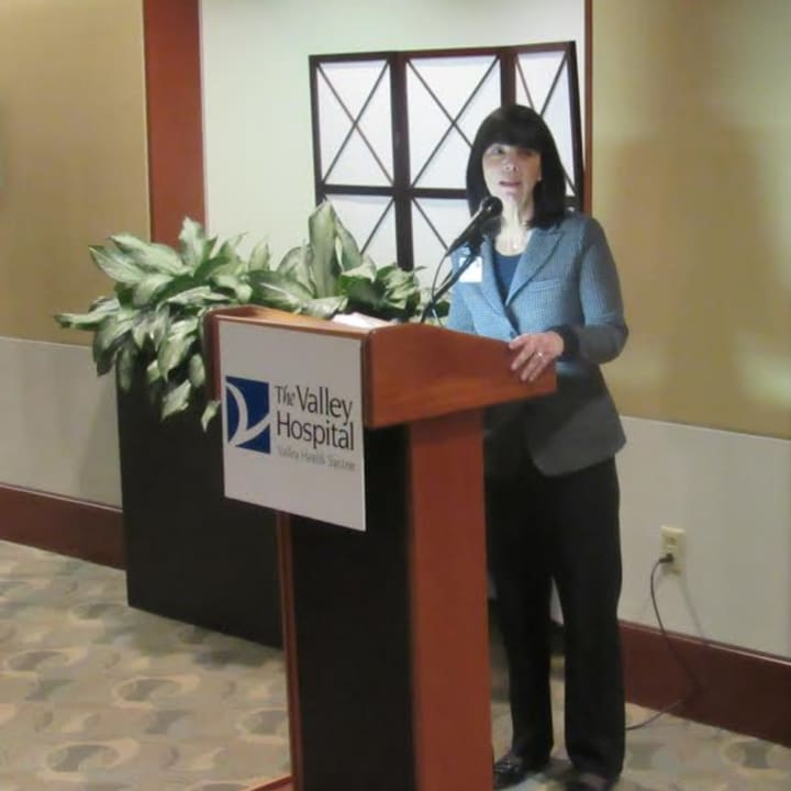 Audrey Meyers, the President and CEO of The Valley Hospital speaking to the attendees.