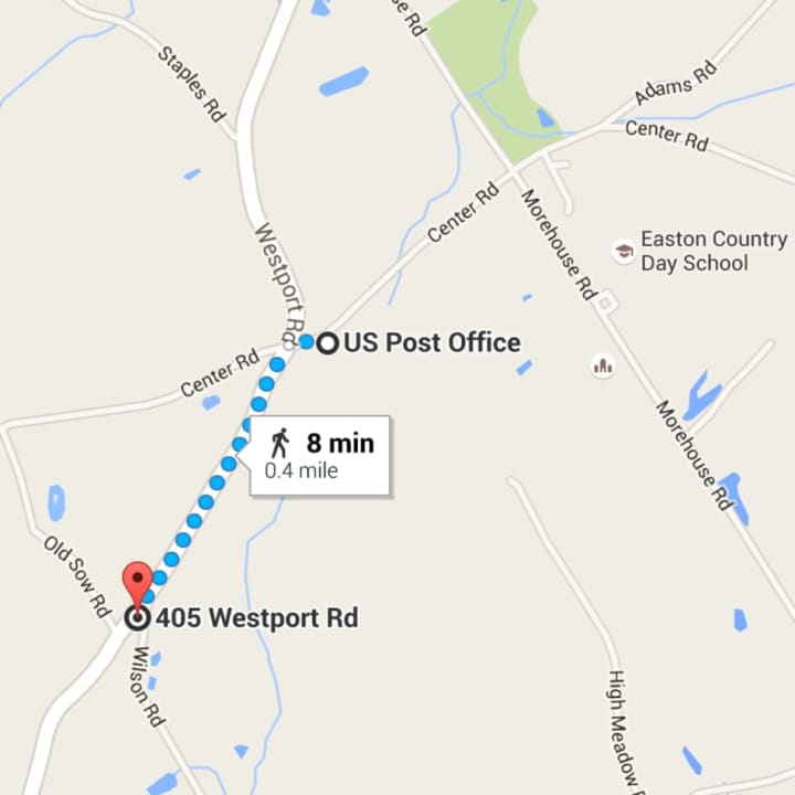 Route 136 is closed in Easton in the vicinity of the Post Office on Tuesday evening.