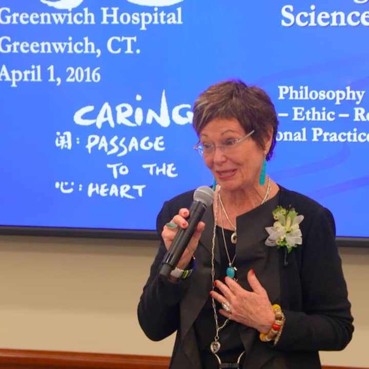 Nursing theorist Jean Watson presented “Caring from the Heart” during a Greenwich Hospital lecture to more than 150 nurses and other health care professionals from the Yale New Haven Health System.