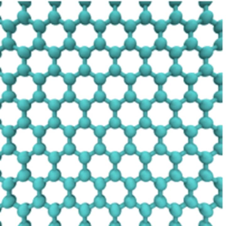 An image of graphene in crystal-lattice form used to desalinate water.