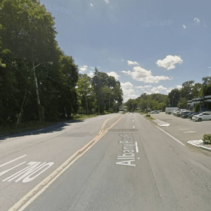 The area of Route 9A (Albany Post Road) where the incident occurred.