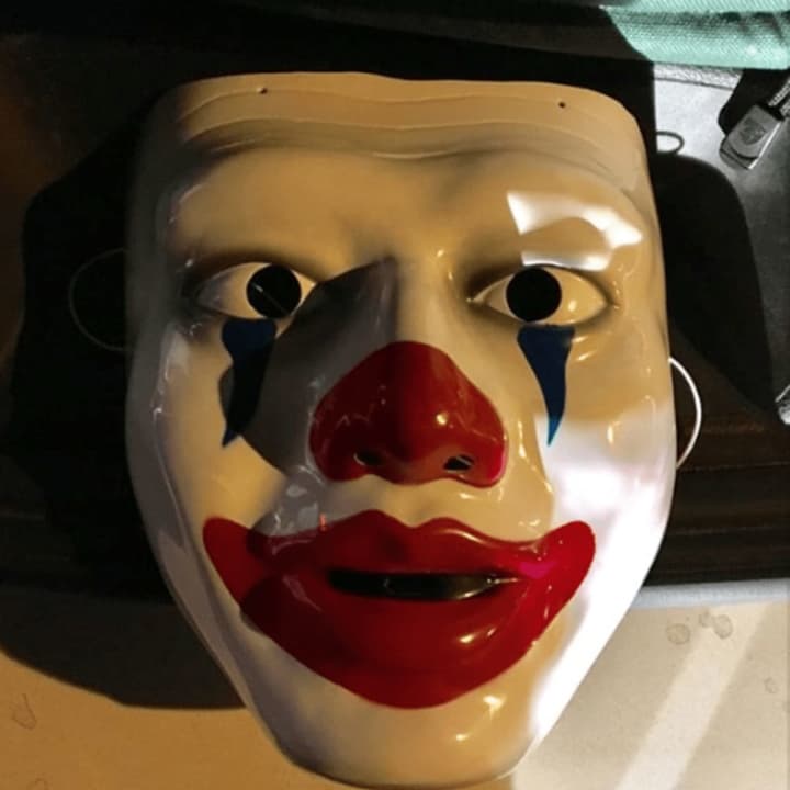 The Ossining Police Department reports it received a call Wednesday about a motorist wearing a clown mask &quot;driving suspiciously&quot; on Main Street.