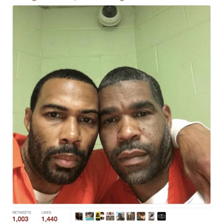 Westchester officials are investigating how actor Omari Hardwick, left, was able to pose in this selfie with Matthew &quot;Mata&quot; Draper, right, a Haverstraw resident and inmate in the Westchester County Jail.