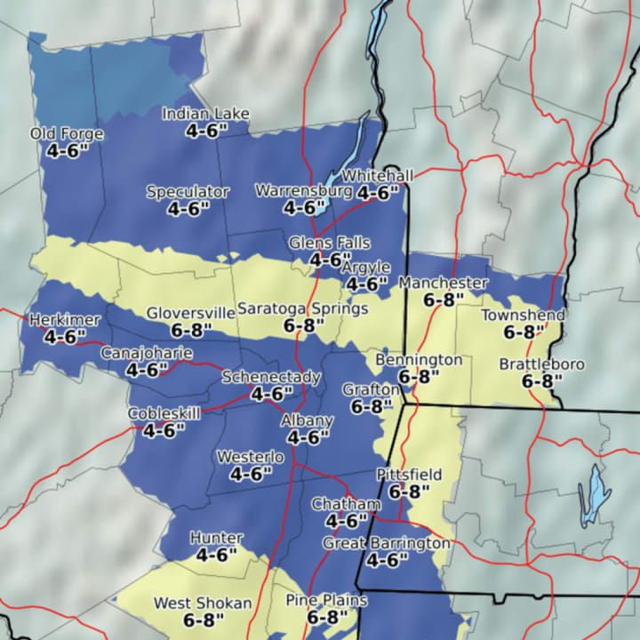 A look at snowfall accumulation projections for Dutchess and some points north.