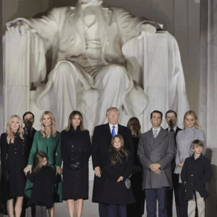 President-elect Donald Trump, wife Melania and members of the Trump family Thursday at the &quot;Make America Great Again&quot; concert and celebration at the Lincoln Memorial.