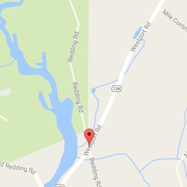Route 136 is blocked by a fallen tree just east of Redding Road in Easton.