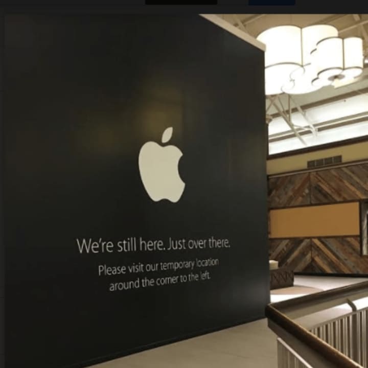 The Apple store at the Danbury Fair Mall is undergoing a large remodel for the spring.