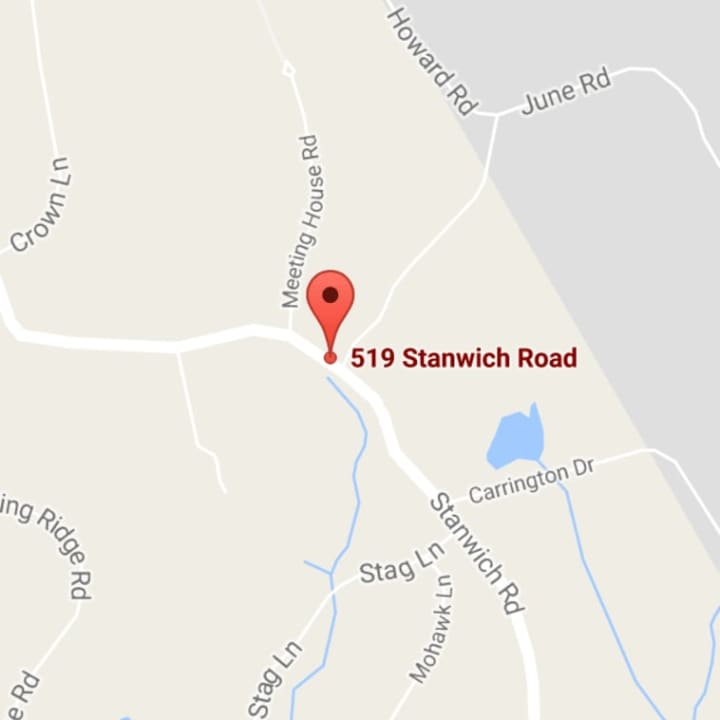 Stanwich Road in Greenwich is closed near Tod Lane on Monday afternoon.