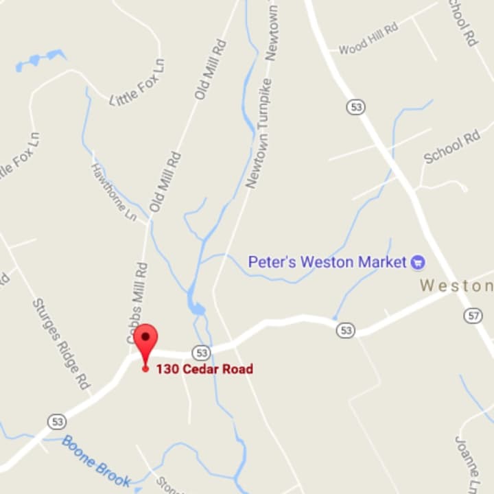 Route 53, also known as Cedar Road, is closed near the border of Wilton and Weston.