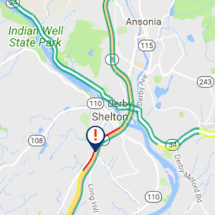 A rollover crash was reported on Route 8 in Shelton.