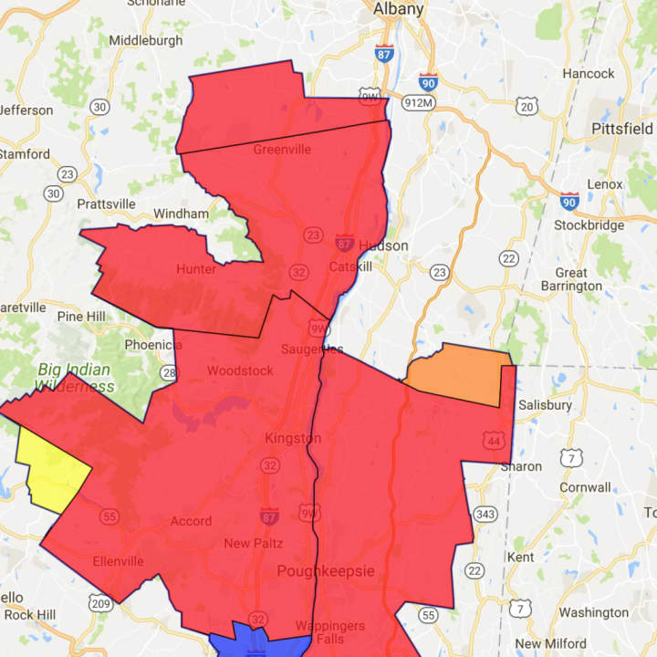The outage map from Central Hudson in New York.